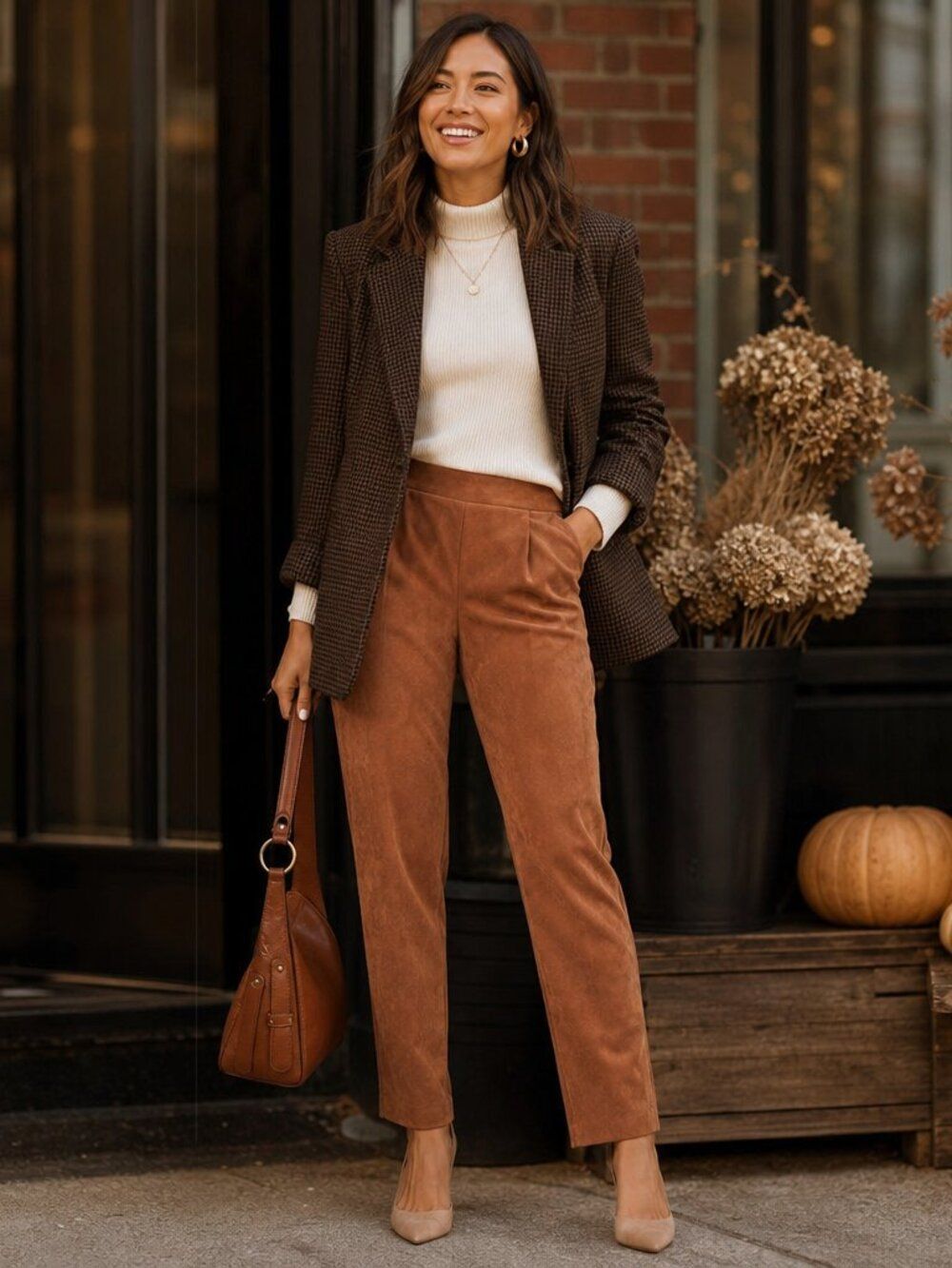 LOFT Sueded Ponte Pants – Rust Brown (Size 8)